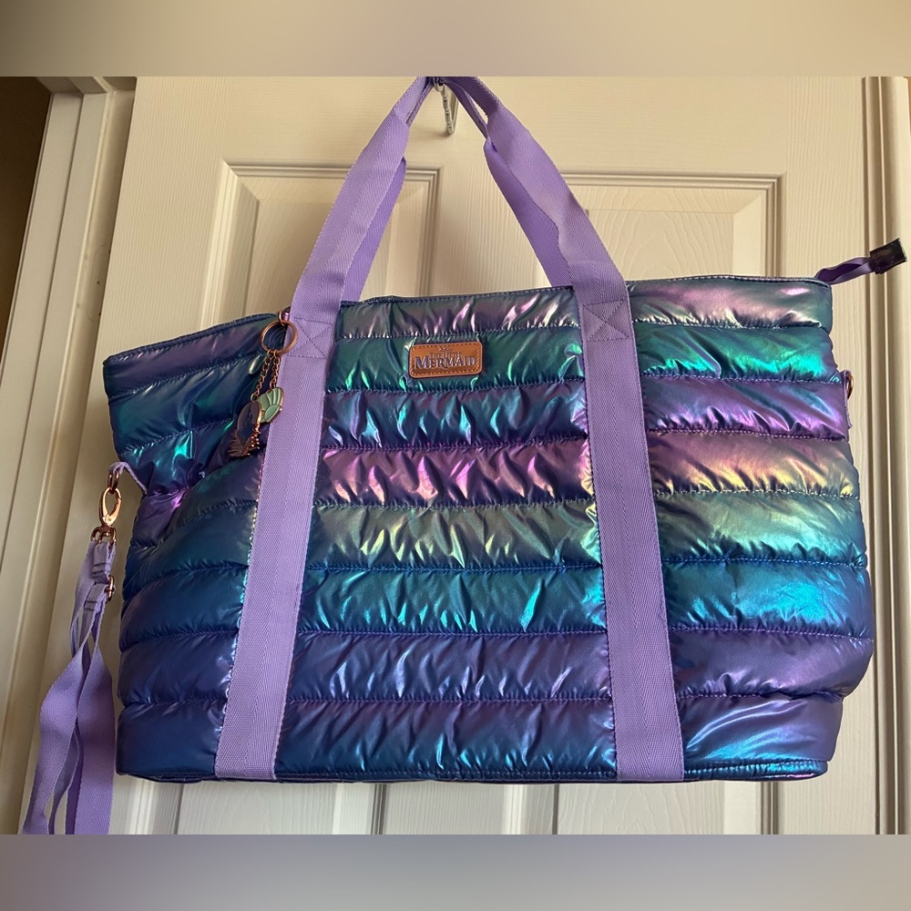 Disney The Little Mermaid Ariel large puffer iridescent tote